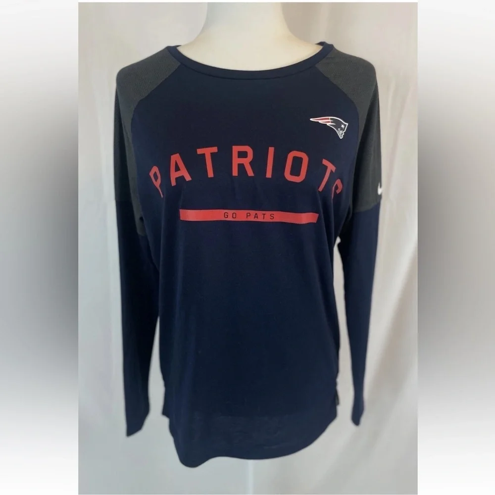 Women S‎ Nike Navy New England Patriots Tailgate Long-Sleeve T-Shirt Top Dri Fit